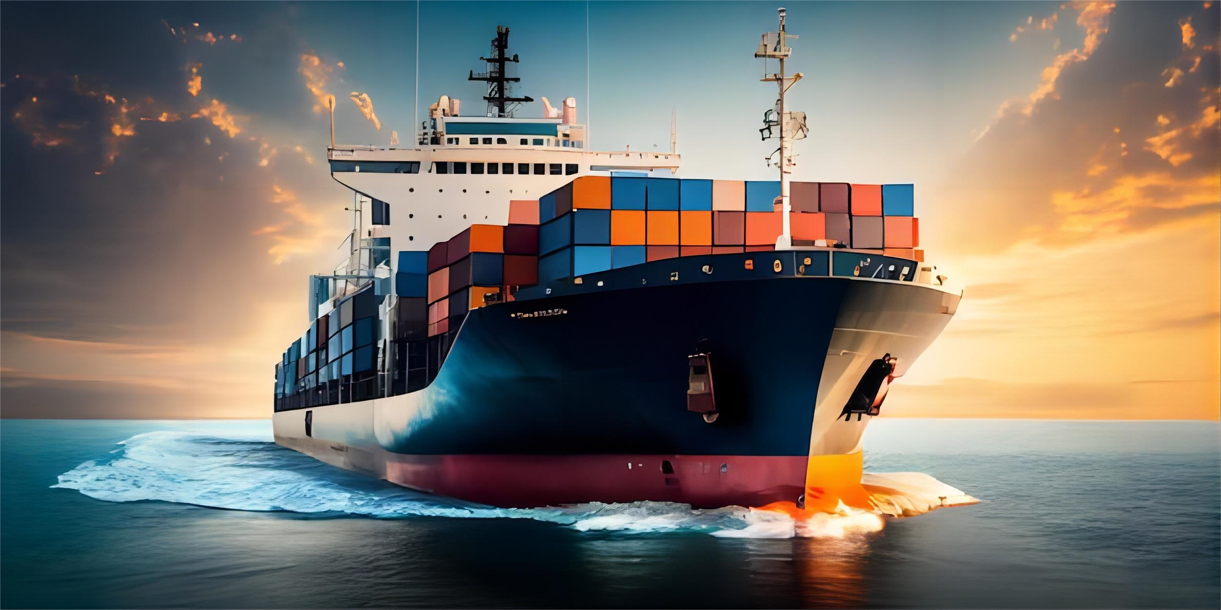 Cargo ship transporting containers from China to Australia