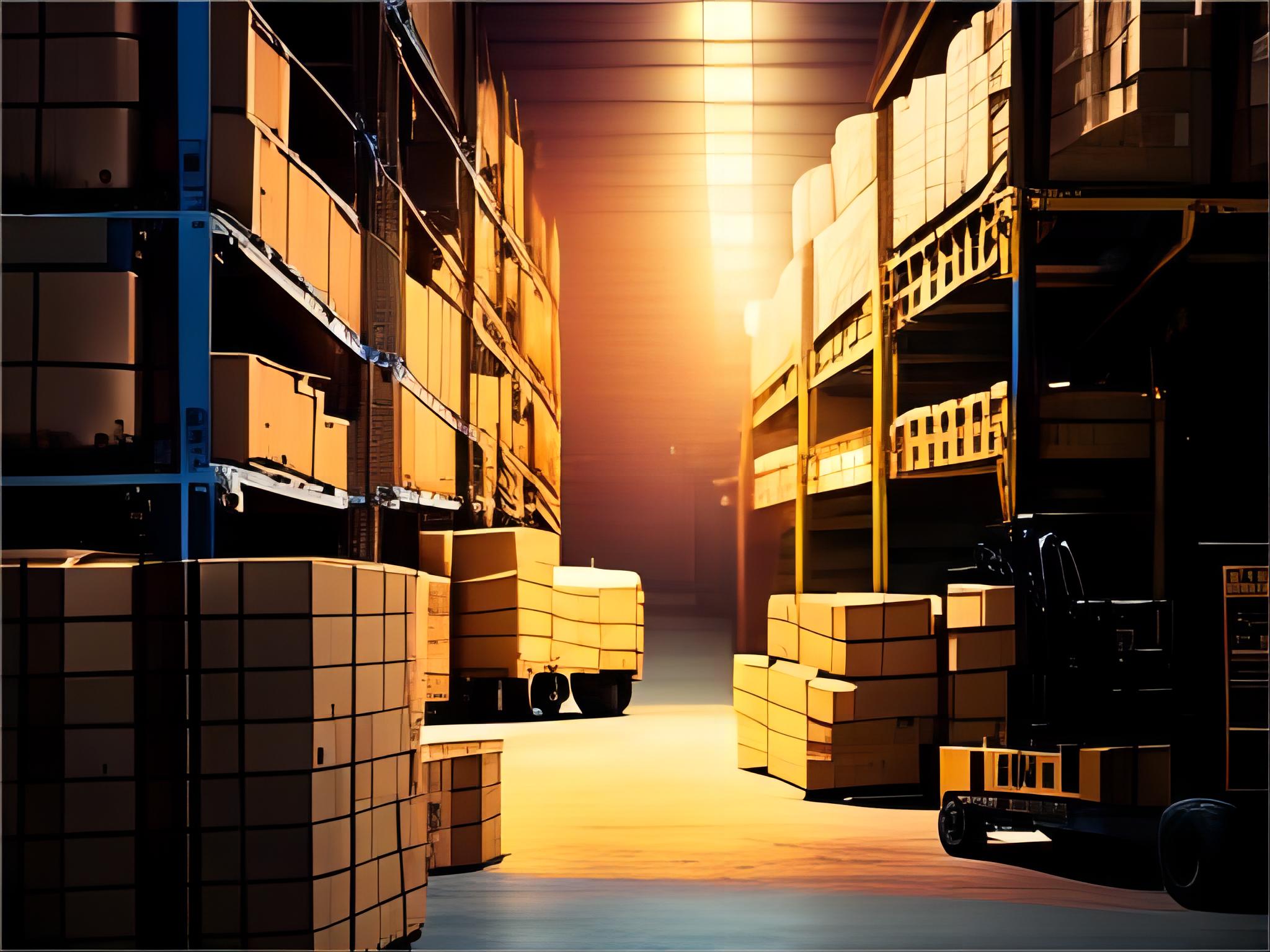 Delivery truck arriving at a warehouse for final door to door delivery