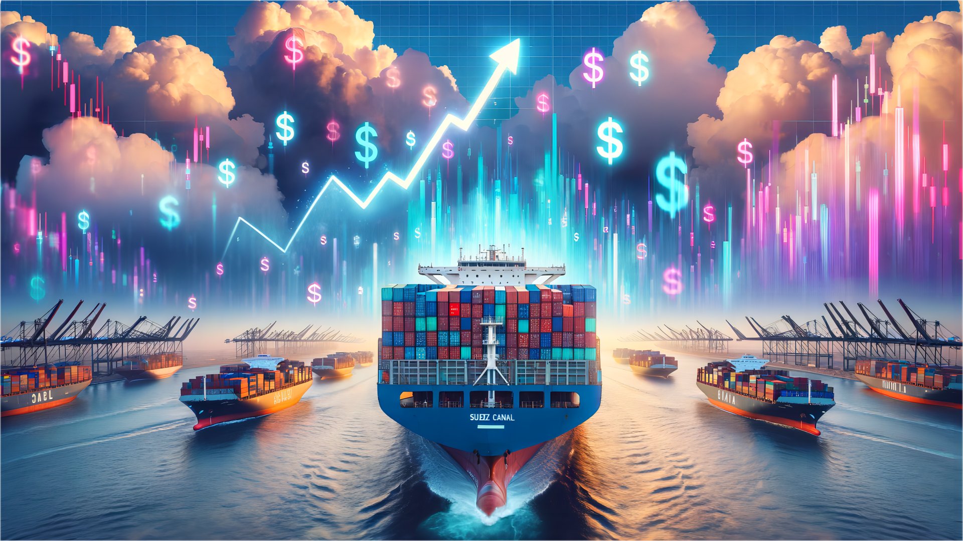Modern cargo ship leaving a busy Chinese port in 2026