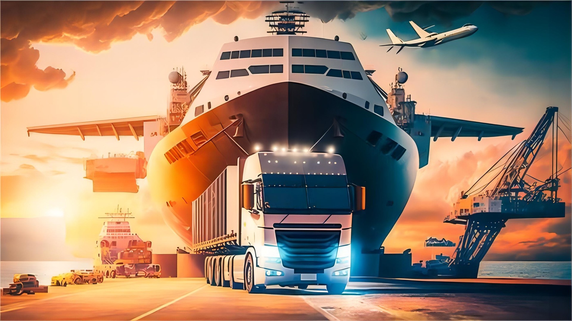 Air freight cargo plane being loaded for fast international delivery