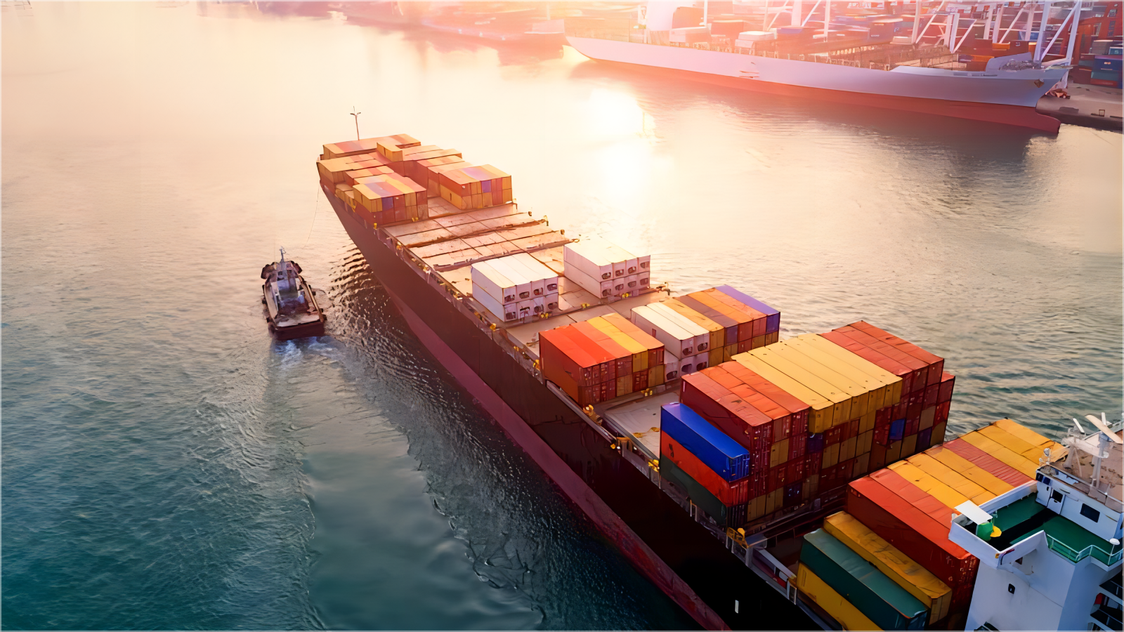 Cargo ship transporting containers for international trade