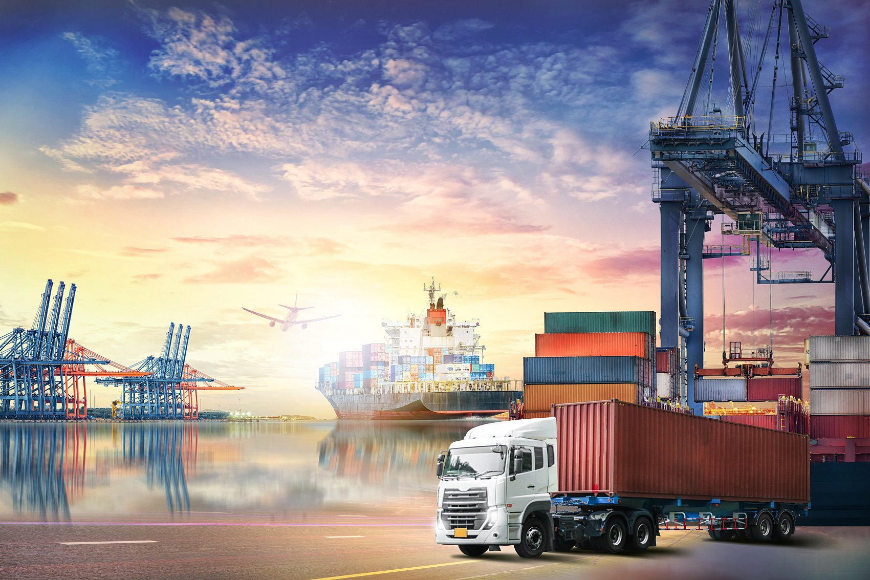 Logistics warehouse with consolidated shipments ready for export